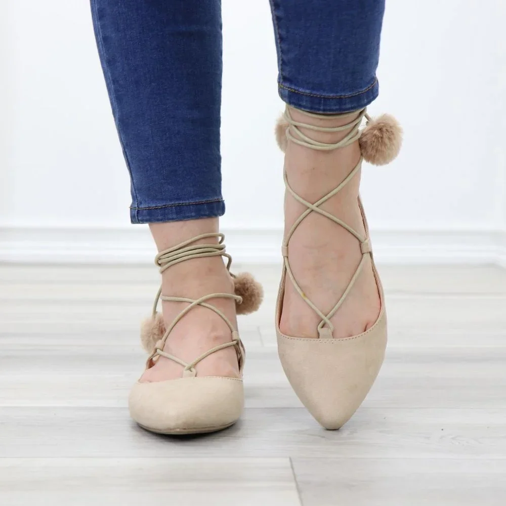 Pointed Toe Faux Suede Strappy Slip-On Flats - Picture 10 of 15